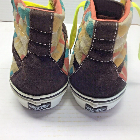 Vans Sk8-Hi Brown Leather Trippy Hippy Flower Hi-Top Sneaker Men 6.5 / Women 898 - Picture 6 of 8